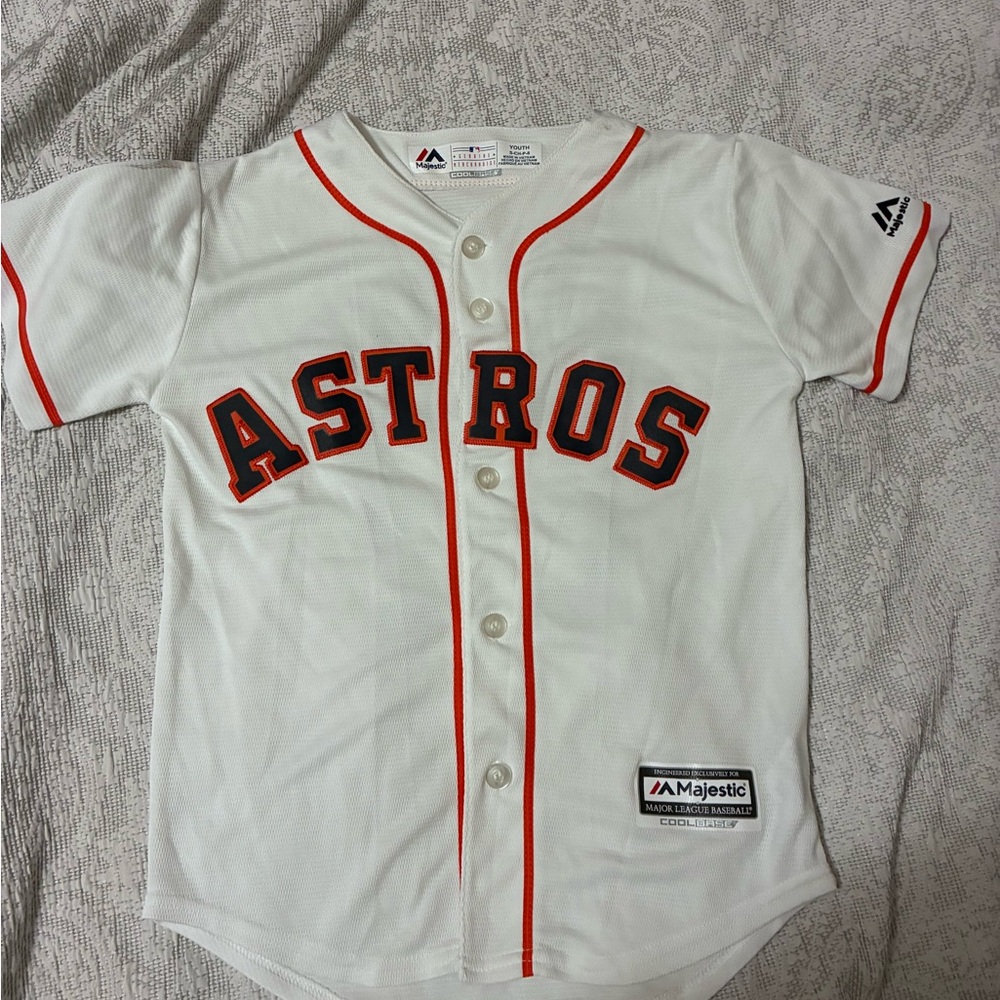 Majestic Kids Astros White and Orange Jose Altuve Jersey
